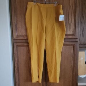 NWT Kasper 16 Golden Yellow Linen Pants Airy Perfect For The Fall